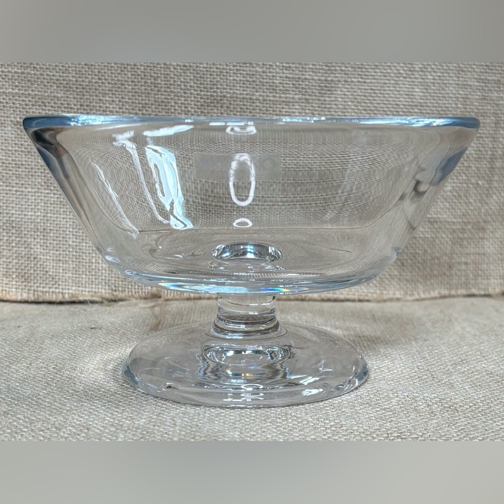 Krosno Glass Pedestal Candy Compote Dish Minimalist Modern Neutral Fairy Core